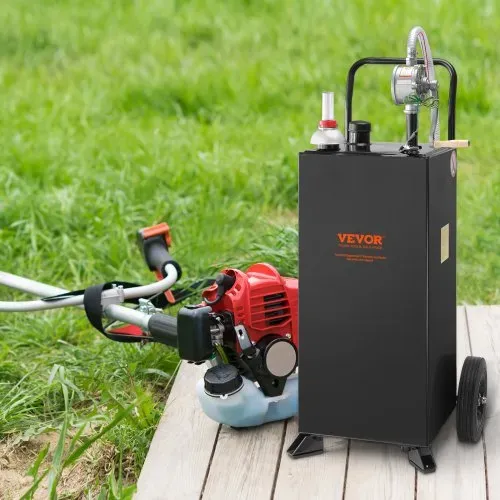 VEVOR 30 Gallonen Gas-Caddy, Kraftstoffspeichertank mit Rädern, tragbarer Kraftstoff-Caddy mit manueller Transferpumpe, Benzin-Diesel-Kraftstoffbehälter für Autos, Rasenmäher, Geländefahrzeuge, Boote – Bild 7