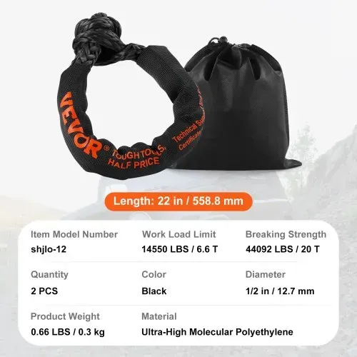 VEVOR Soft Shackle Synthetisches Bergeseil 2 Stk. 1,27 x56cm 20000kg – Bild 6
