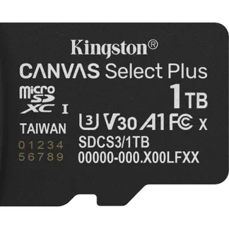 Kingston Technology 1TB micSDXC Canvas Select Plus Gen3 150R A1 (Ohne SD-Adapter) Kingston Technology 1TB micSDXC Canvas Select Plus Gen3 150R A1 (Ohne SD-Adapter)
