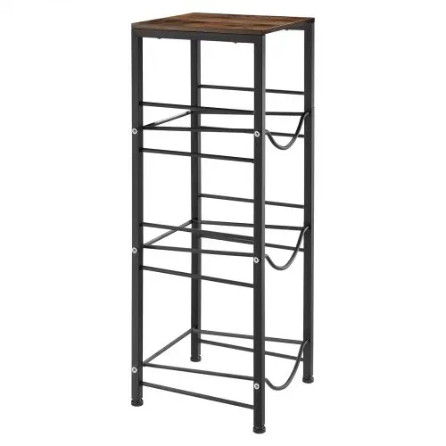 VEVOR Wasserkrughalter Metall, 4-Stufig, für 3 Wasserflaschen, Wasserkrugregal mit Ablagefach, Wasserspenderregal Wasserbehälterregal für Küche, Büro & Wohnzimmer, Schwarz & Braun – Bild 8