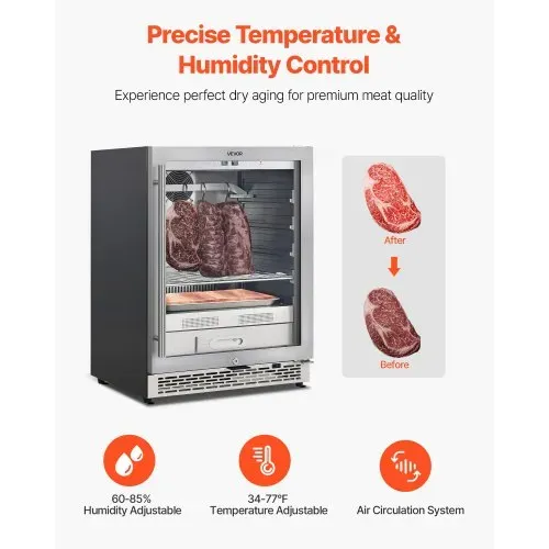VEVOR Trockenreifekühlschrank 45 kg für Steaks, Reifekühlschrank für Fleisch mit präziser Temperatur- und Feuchtigkeitskontrolle, Rindfleischreifemaschine für Haushaltsküchen Restaurant Hotel – Bild 2