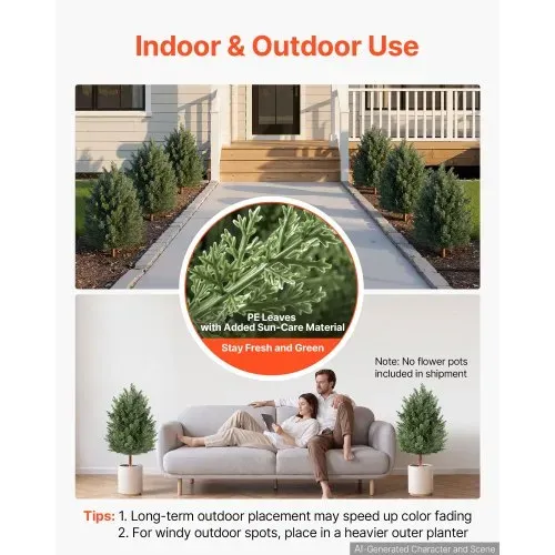 VEVOR Künstliche Pflanze 2 Stk. Künstlicher Zedernbaum mit Erdspieß 914mm, Dekopflanze für Wohnzimmer Balkon Büro Veranda Garten, UV-Beständig, Zedernpflanzen aus PE, Naturgetreu, Indoor & Outdoor – Bild 3