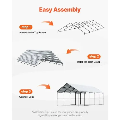 VEVOR Zeltgarage, 4 x 8 x 3,15 m, Garagenzelt, Carport mit Stahlrahmen & Dach, Autozelt-Garagenschatten mit abnehmbaren Seitenwänden, Mehrzweck-Autounterstand für Pickup, Boot, Auto & Traktoren – Bild 5