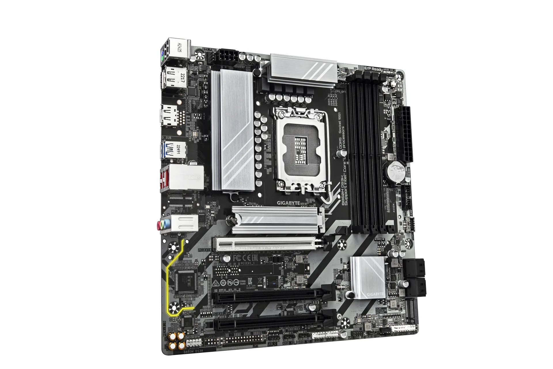 GIGABYTE B860M DS3H Mainboard - Intel Core Ultra CPUs, 5+1+2+1 Phasen VRM, bis zu 9066MHz DDR5, 1xPCIe 5.0 + 1xPCIe 4.0 M.2, 2,5 GbE LAN, USB 3.2 Gen 2 – Bild 3