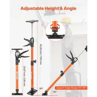 VEVOR Einhandstütze, 2 Stk., Deckenstütze 53–155cm, Teleskopstütze aus Stahl, Montagestütze bis zu 70kg Kapazität zum Installieren von Schränken, Anheben von Trockenbauwänden, Frachtstangen VEVOR Einhandstütze, 2 Stk., Deckenstütze 53–155cm, Teleskopstütze aus Stahl, Montagestütze bis zu 70kg Kapazität zum Installieren von Schränken, Anheben von Trockenbauwänden, Frachtstangen