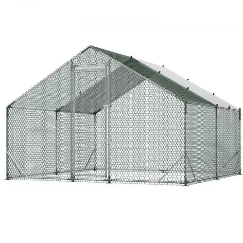 VEVOR Hühnerstall, 3x3x2 m, Begehbarer Hühnerauslauf mit Wasserdichter Abdeckung & Stabilem Rahmen, Geflügelkäfig mit Spitzdach, Freilaufgehege, Geflügelstall für Kaninchen, Hühner, Gänse – Bild 9