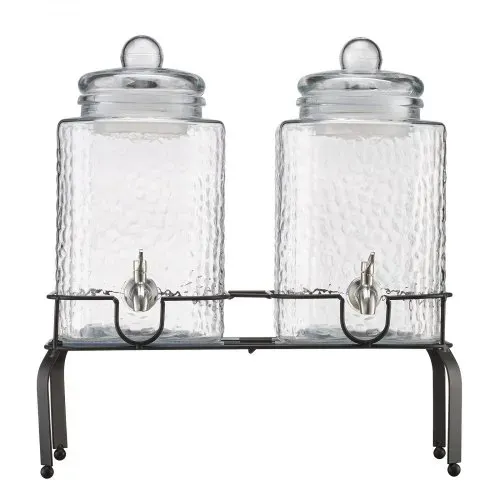 VEVOR Getränkespender (2 x 5,5 L) für Partys Saftspender (aus Glas) mit tropfsicherem Zapfhahn & Metallständer Wasserspender für Restaurants Partys, Limonade selbstgemachte Getränke Spender – Bild 8