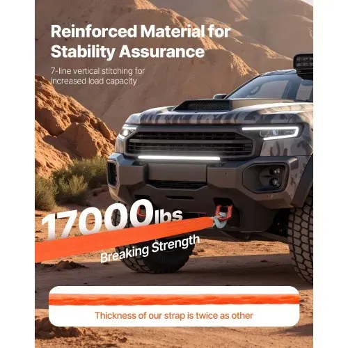 VEVOR Abschleppgurt für ATV mit Haken, 50,8 mm x 6,1 m, Abschleppseil, Bruchfestigkeit von 7700 kg, Bergungsseil mit Sicherheitshaken für LKW und Fahrzeuge, Abschleppzubehör für Pannenhilfe – Bild 2