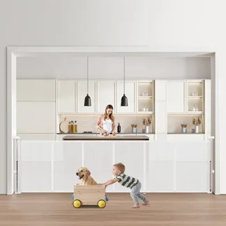 VEVOR einziehbares Babygitter Hundegitter ausziehbar auf 280 cm Breite / 87 cm Höhe, Haustiergitter Schutzgitter aus Netzmaterial für Innentreppen Türen Flure Spielzimmer, Treppenschutzgitter weiß VEVOR einziehbares Babygitter Hundegitter ausziehbar auf 280 cm Breite / 87 cm Höhe, Haustiergitter Schutzgitter aus Netzmaterial für Innentreppen Türen Flure Spielzimmer, Treppenschutzgitter weiß