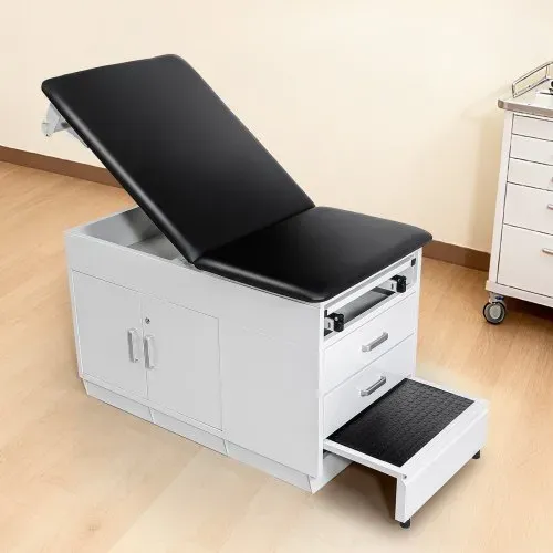 VEVOR Untersuchungsliege 227 kg, Ruheliege, Praxisliege mit verstellbarer Rückenlehne, abschließbarem Schrank, 2 Schubladen, Papierrollenhalter, Tritthocker & Beinstütze, 1380x700x780 mm – Bild 7