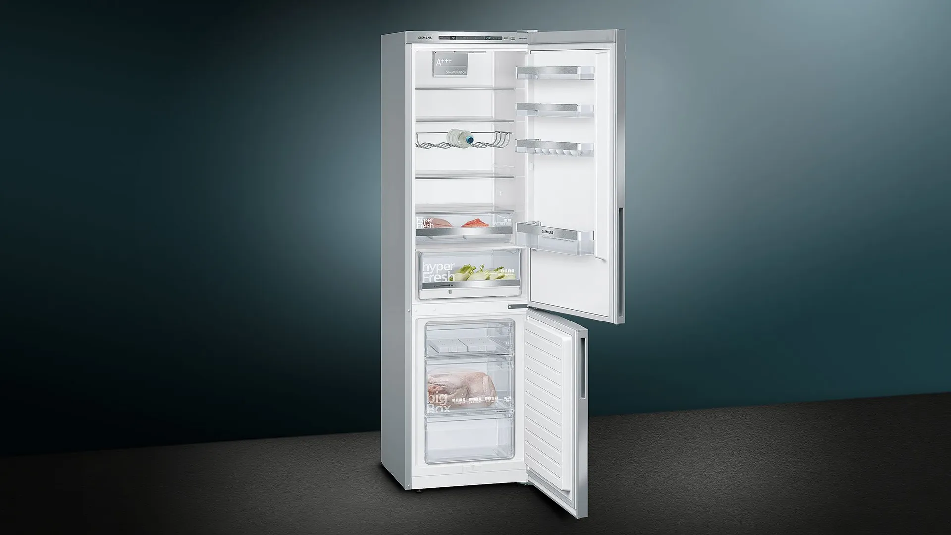 Siemens iQ500 KG39EAICA Kühl- und Gefrierkombination Freistehend 343 l C Silber – Bild 7