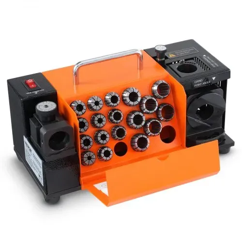 VEVOR Bohrerschleifgerät 120 W Bohrerschleifmaschine 4500 U/min Schärfstation 45# Stahl Bohrerschärfgerät 95-135° Einstellbarer Spitzenwinkel 18 Spannzangen Geeignet für Bohrerdurchmesser φ3–20 mm – Bild 9