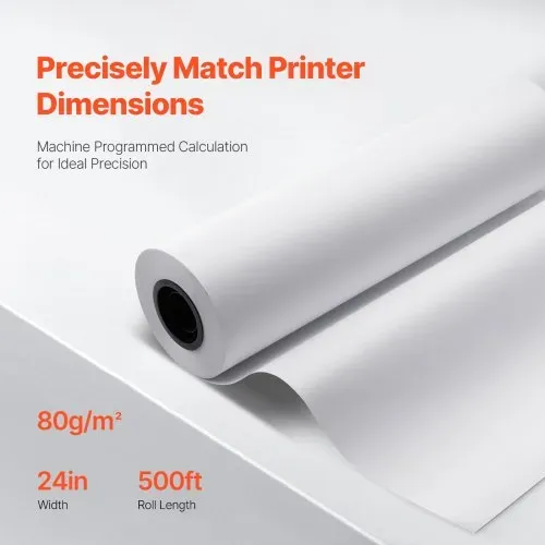 VEVOR Großformatpapier Plotterpapier 152,4 m x 61 cm 2 Rollen CAD-Bond-Rollen mit 76,2 mm Kern, Zeichenrollen für CAD-Zeichnungen, technische Pläne, GIS-Karten und Architekturentwürfe Weiß – Bild 2
