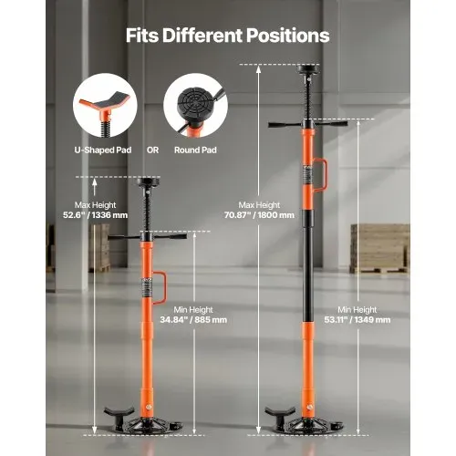 VEVOR Unterhub-Stützständer 1 t, Höhenverstellbarer (885–1800 mm) Wagenheberständer mit Kugelgelagertem Drehgriff & Selbstsichernder Gewindeschraube, zur Unterstützung von Fahrzeugkomponenten – Bild 2