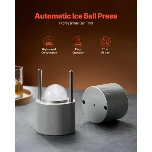 VEVOR Eispresse Eiskugelformer Set 53 mm Eiskugel aus Luftfahrt-Aluminium mit Zange & Abtropfschale, Eisblockform Eisballmaker für Whisky Cocktail Bourbon Scotch auf Partys & im Urlaub VEVOR Eispresse Eiskugelformer Set 53 mm Eiskugel aus Luftfahrt-Aluminium mit Zange & Abtropfschale, Eisblockform Eisballmaker für Whisky Cocktail Bourbon Scotch auf Partys & im Urlaub