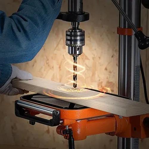 VEVOR 304,8 mm Tischbohrmaschine, 750 W, Säulenbohrmaschine mit 340–2200 U/min variabler Drehzahl, mit 0–45° neigbarem Arbeitstisch, LED, Röntgenpositionierung, für Holz & Metall – Bild 7