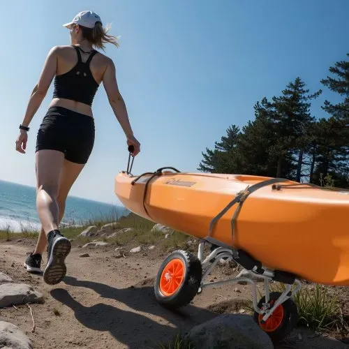 VEVOR Kajakwagen, 113 kg, faltbarer Kanuwagen mit 25,4 cm PU-Reifen & 1 Ratschengurt, Bootswagen zum Transportieren von Kajaks, Kanus, Paddleboards, Jon-Booten, Wassersportgeräte, 70x40x40cm – Bild 7