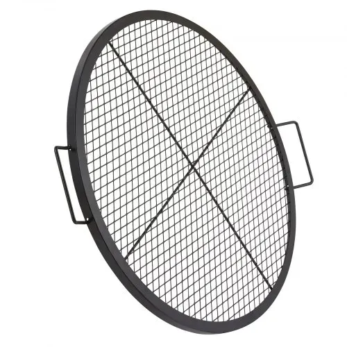 VEVOR X-Marks Feuerstellen-Grillrost, Φ 760 x 25 mm Lagerfeuer-BBQ-Grillrost aus Stahl mit Griff und Stütz-X-Draht, Tragbares Camping-Kochgeschirr für Partys und Zusammenkünfte im Freien, Schwarz – Bild 10