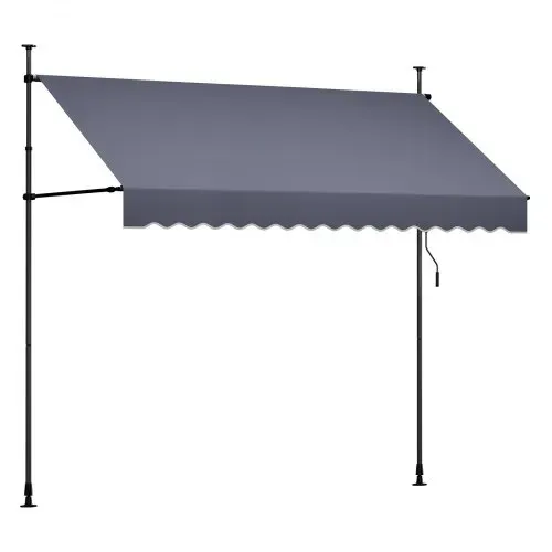 VEVOR Klemmmarkise 300 cm, Höhenverstellbare Markise mit Handkurbel, Terrassenmarkise UPF 80+ Sonnenschutz, Sonnenmarkise, Balkonmarkise, Ideal für Terrasse, Balkon & Garten, Dunkelgrau – Bild 9