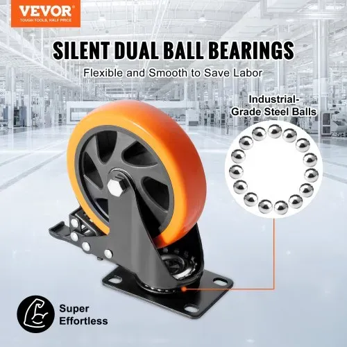 VEVOR Möbelrollen 4er-Set Lenkrollen PVC φ127mm Laufrollen 816kg Tragfähigkeit Transportrollen mit A/B-Bremsen Kastenrollen 360° Drehbar Schwerlastrollen für Häusern Büros Studios Fabriken VEVOR Möbelrollen 4er-Set Lenkrollen PVC φ127mm Laufrollen 816kg Tragfähigkeit Transportrollen mit A/B-Bremsen Kastenrollen 360° Drehbar Schwerlastrollen für Häusern Büros Studios Fabriken