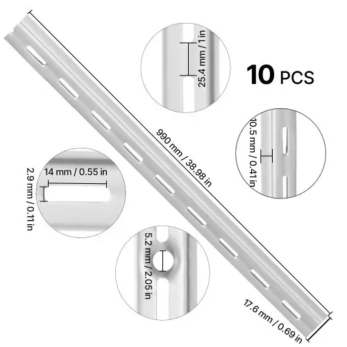 VEVOR Regalpilaster, 990 mm, 10er-Pack, aufrechtes Wandregalsystem, robustes Stützsystem mit Einzelschlitz-Regalschienen, 40 Schrauben, geeignet für die Organisation von Schränken, silber – Bild 8