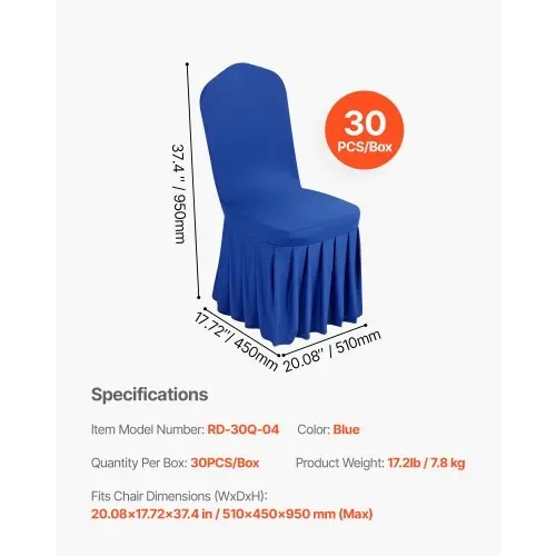 VEVOR 30 x Stuhlhussen Stuhlbezug mit flacher Vorderseite, waschbarer & abnehmbarer Stuhlüberzug aus Polyester-Spandex für Hochzeitsfeiern Restaurant, passend für Stühle (51 x 45 x 95 cm) Schwarz – Bild 6
