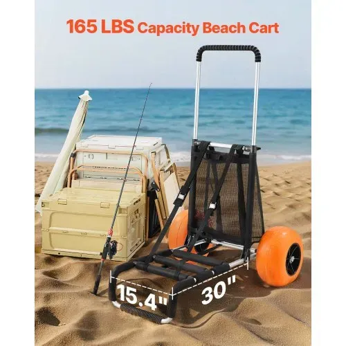 VEVOR Strandkarre Bollerwagen Sandwagen, Strandwagen 74,84 kg Tragkraft, zusammenklappbarer Sandwagen aus Aluminium 685-1135 mm einstellbare Höhe, Wagen für den Strand 76 x 39 cm Ladefläche VEVOR Strandkarre Bollerwagen Sandwagen, Strandwagen 74,84 kg Tragkraft, zusammenklappbarer Sandwagen aus Aluminium 685-1135 mm einstellbare Höhe, Wagen für den Strand 76 x 39 cm Ladefläche