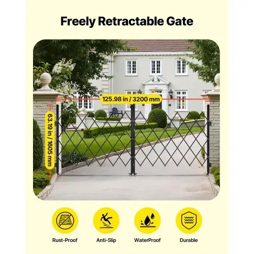 VEVOR Sicherheitstor abschließbar, doppelt klappbares Scherentor mit 360°-Lenkrollen, einziehbare Stahltore Outdoor, für Eingangssicherheit Garage Lager, Falttor 3200 x 1605 mm (B x H) Schwarz VEVOR Sicherheitstor abschließbar, doppelt klappbares Scherentor mit 360°-Lenkrollen, einziehbare Stahltore Outdoor, für Eingangssicherheit Garage Lager, Falttor 3200 x 1605 mm (B x H) Schwarz