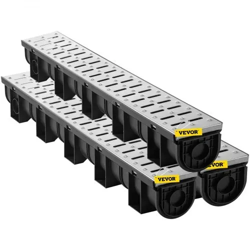 VEVOR Entwässerungsrinne-Set, 3er-Pack, Terrassenrinne, Edelstahl-Grabenentwässerungssystem 15 x 13 x 100 cm, mit 3 Endkappen, Steckverbindung, für Gartenablauf, Auffahrt, Pool, Gehweg – Bild 10