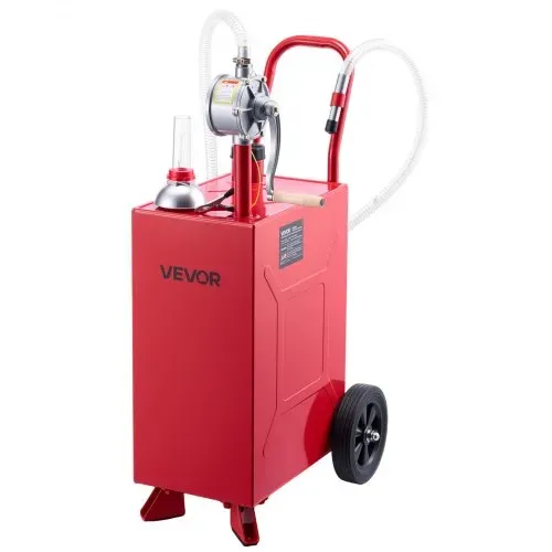 VEVOR 56,8L Kraftstofftrolley Mobile Tankanlage mit Manueller Pumpe Rot, Kohlenstoffstahl, Mit 2 Rollen & 3m Förderschlauch, Max. 17,8L/min Durchfluss, Benzin & Diesel, Ideal für ATV UTV Motorrad – Bild 8