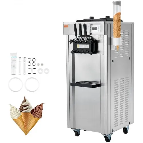 VEVOR Kommerzielle Eismaschine Eiscreme-Maschine 21–31 L/h Freistehende Softeismaschine mit 3 Geschmacksrichtungen, 2 x 4,3 L Edelstahlbehälter, LED-Panel, Automatische Reinigung, Kühlung über Nacht VEVOR Kommerzielle Eismaschine Eiscreme-Maschine 21–31 L/h Freistehende Softeismaschine mit 3 Geschmacksrichtungen, 2 x 4,3 L Edelstahlbehälter, LED-Panel, Automatische Reinigung, Kühlung über Nacht