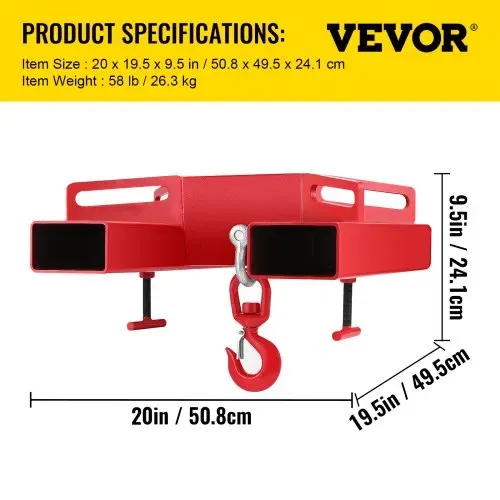 VEVOR 3T Haken Gabelstapler Haken Doppelte Gabel Design, 3000 kg Gabelstapler-Hebehaken Kohlenstoffstahl, 530 x 530 x 170 mm Gabelstapler Hebezeug Schwenkhaken Mobilkran Gabelstapler Anbaugeräte – Bild 6