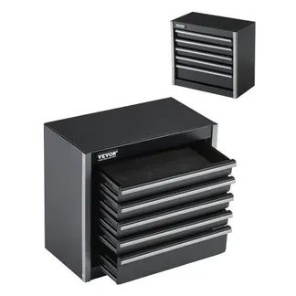 VEVOR Werkzeugkiste 218x118x205 mm, Werkzeugkasten aus Metall mit 5 Schubladen, Werkzeugkoffer mit EVA-Einlagen und PP-Fußpolstern, robuster Stahl mit Kugellageröffnung und Pulverbeschichtung, schwarz VEVOR Werkzeugkiste 218x118x205 mm, Werkzeugkasten aus Metall mit 5 Schubladen, Werkzeugkoffer mit EVA-Einlagen und PP-Fußpolstern, robuster Stahl mit Kugellageröffnung und Pulverbeschichtung, schwarz