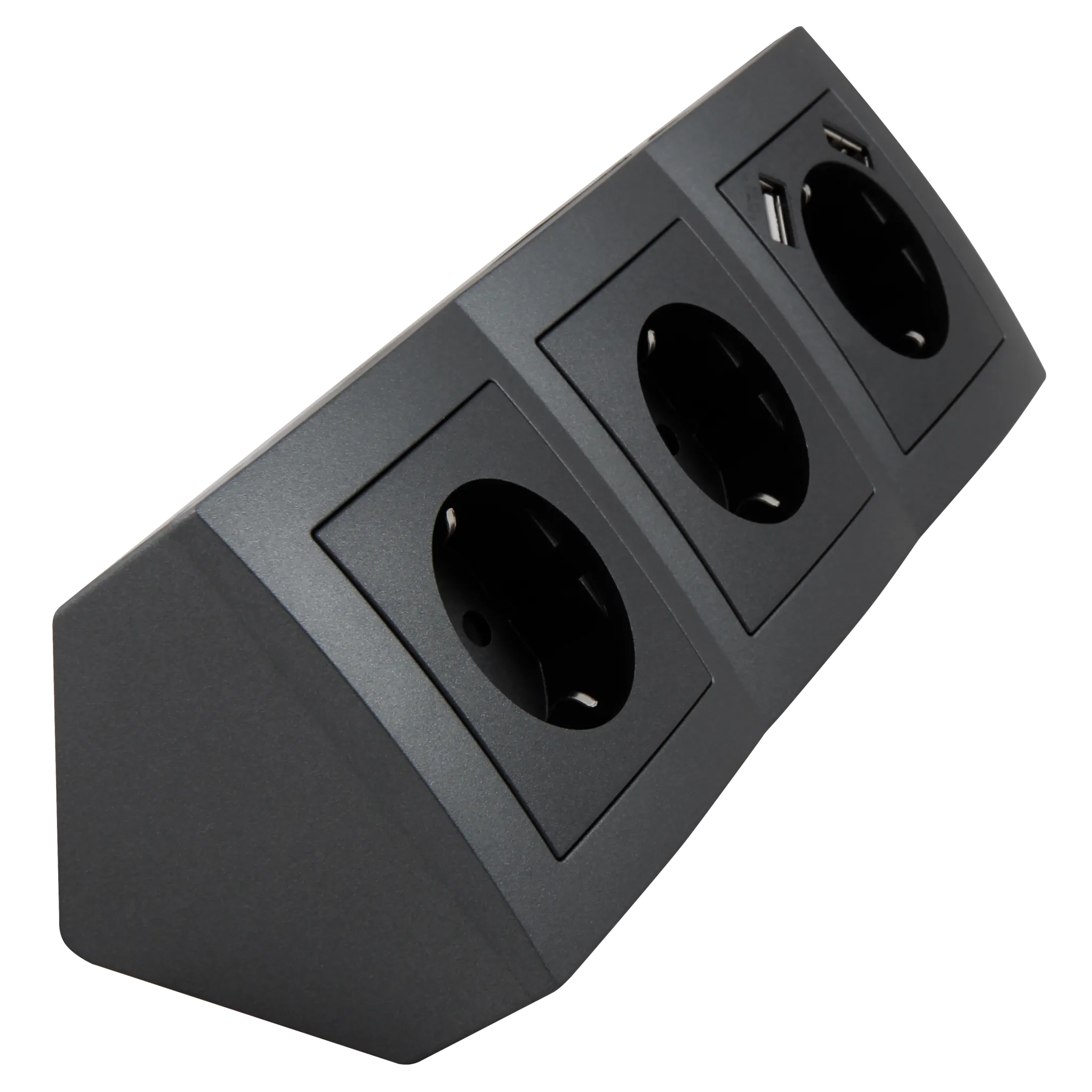 Steckdosenblock McPower ''Flair'' Aufbau, anthrazit, 3-fach Schutzkontakt + USB – Bild 3