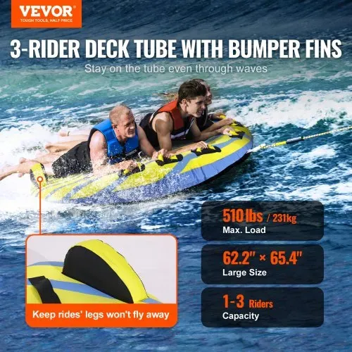 VEVOR Schleppschlauch zum Bootfahren, aufblasbarer Schleppschlauch für 1–3 Fahrer mit Stoßfängerflossen, 510 lbs Wassersport-Schleppschläuche zum Ziehen von Booten, Vollnylon-Überzug VEVOR Schleppschlauch zum Bootfahren, aufblasbarer Schleppschlauch für 1–3 Fahrer mit Stoßfängerflossen, 510 lbs Wassersport-Schleppschläuche zum Ziehen von Booten, Vollnylon-Überzug