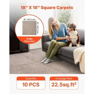 VEVOR Teppichfliesen 457,2 x 457,2 x 12 mm, 10er-Pack, selbstklebender Teppichboden mit Fläche von 2 m², Teppich Bodenbelag, einfacher DIY-Austausch für Wohnzimmer und Büro, Hellbraun VEVOR Teppichfliesen 457,2 x 457,2 x 12 mm, 10er-Pack, selbstklebender Teppichboden mit Fläche von 2 m², Teppich Bodenbelag, einfacher DIY-Austausch für Wohnzimmer und Büro, Hellbraun