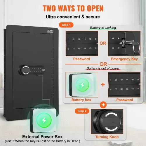 VEVOR 3-stufiger Waffentresor Wandtresor Safe, 3 herausnehmbaren Regalen 6 Schlüsselhaltern LED-Licht Vibrationsalarm, Tastenfeld und Schlüssel, für Langwaffe Pässe Schmuck Bargeld wichtige Dokumente – Bild 2