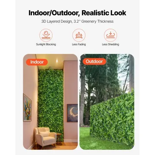 VEVOR Künstliche Hecke, 3x1 m Pflanzenwand, PE-Sichtschutz, Sichtschutzzaun, Windschutz, Heckenzaun, Kunstpflanzen Balkonverkleidung für Hochzeiten, Innenräume, Außengärten, Hinterhöfe (1 Stk.) – Bild 4