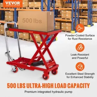 VEVOR Scherenhubtisch hydraulisch 230 kg Tragfähigkeit Hubtischwagen 220–720 mm Hubbereich Hubtisch Werkstatt 700 x 450 mm Plattform Scherenhubwagen Einzelschere Rot Fabriken Lagerhäuser Supermärk VEVOR Scherenhubtisch hydraulisch 230 kg Tragfähigkeit Hubtischwagen 220–720 mm Hubbereich Hubtisch Werkstatt 700 x 450 mm Plattform Scherenhubwagen Einzelschere Rot Fabriken Lagerhäuser Supermärk