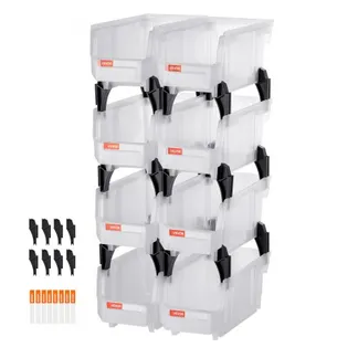 VEVOR Stapelboxen, 276x140x130 mm (8er-Pack), Lagerboxen zum Organisieren & Aufbewahren, Sichtlagerboxen, Sichtlagerkasten, für Schrank, Garage, Kleinteile, Bürobedarf, anderes Zubehör, transparent VEVOR Stapelboxen, 276x140x130 mm (8er-Pack), Lagerboxen zum Organisieren & Aufbewahren, Sichtlagerboxen, Sichtlagerkasten, für Schrank, Garage, Kleinteile, Bürobedarf, anderes Zubehör, transparent