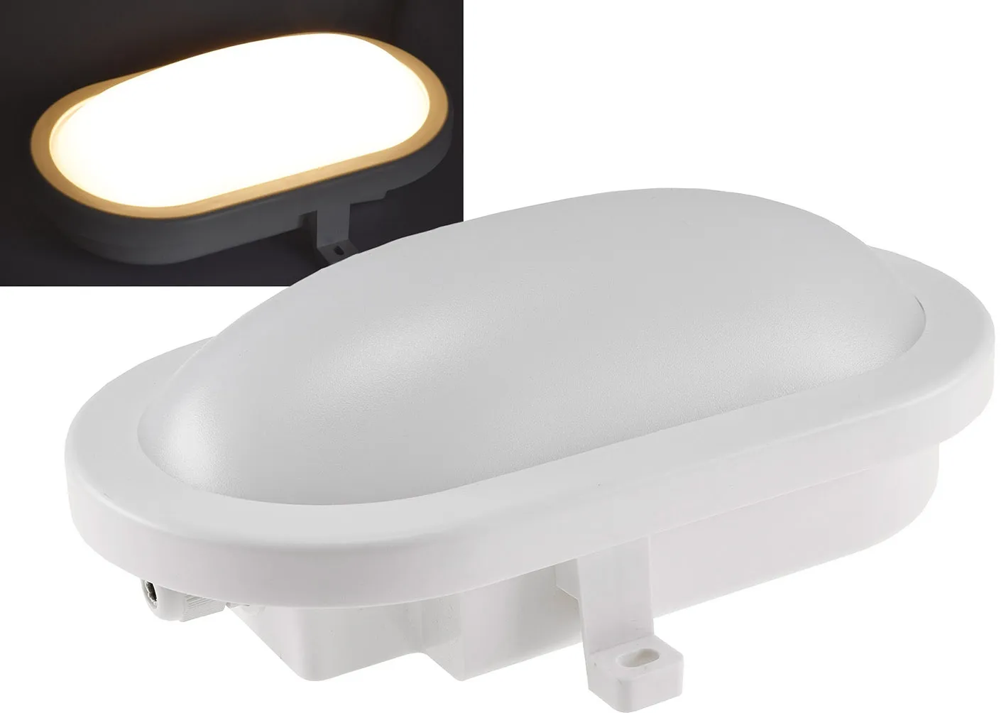 LED Oval-Armatur „FRL-O 12“ IP44 Feuchtraum-Leuchte, 13W, 940lm, 3000K LED Oval-Armatur „FRL-O 12“ IP44 Feuchtraum-Leuchte, 13W, 940lm, 3000K