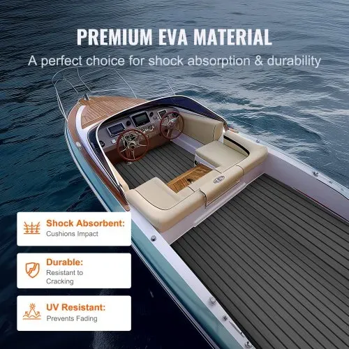 VEVOR Bootsbodenbelag, Bootsdeck aus EVA-Schaum, 2400 x 450 x 6 mm, rutschfester, selbstklebender Bodenbelag, 10800 cm² großer Marineteppich für Boote, Yachten, Pontons, Kajakdecks – Bild 3