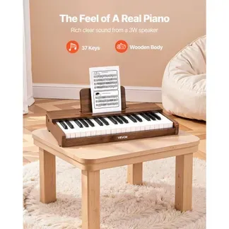 VEVOR Kinder-Keyboard, 37 Tasten, Digitales Holzpiano für Kinder ab 3 Jahren, Mini-Musikinstrument mit Realistischem Klang, Dual-Power, Einstellbare Lautstärke, Musikalische Früherziehung, Walnuss VEVOR Kinder-Keyboard, 37 Tasten, Digitales Holzpiano für Kinder ab 3 Jahren, Mini-Musikinstrument mit Realistischem Klang, Dual-Power, Einstellbare Lautstärke, Musikalische Früherziehung, Walnuss