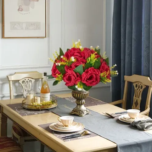 VEVOR Kunstblumen, 10 Stück, 240 x 240 x 120 mm, Kunstblumenkugeln, künstliche Blumenarrangements, Seidenrosen Blumenstrauß für Hochzeits-Tafelaufsätze, Tischdekorationen zu Hause, Partys – Bild 7