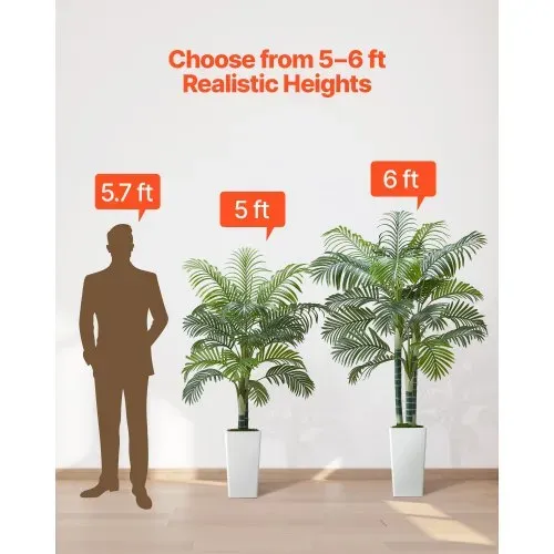 VEVOR Künstliche Areca-Palme, 1,8 m, künstliche tropische Palmenpflanzen mit weißem, hohem Pflanzgefäß, Kunstseidenpflanze im Topf, Kunstbaum für Veranden, Wohnzimmer, Terrassen Zuhause, Büro – Bild 5
