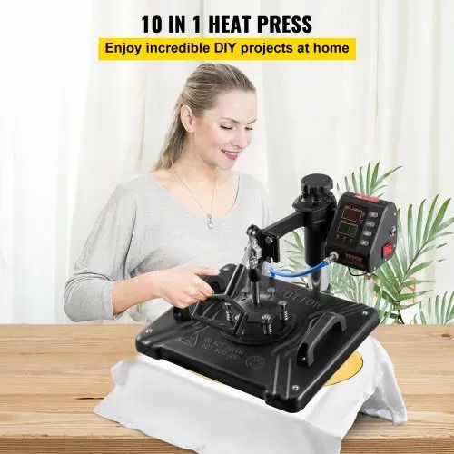VEVOR 10 in 1 Hitzepresse 38 x 30 cm Transferpresse Schwarz Heißpresse Textilpresse Multifunktionale Sublimations-T-Shirtpresse Becherpresse VEVOR 10 in 1 Hitzepresse 38 x 30 cm Transferpresse Schwarz Heißpresse Textilpresse Multifunktionale Sublimations-T-Shirtpresse Becherpresse