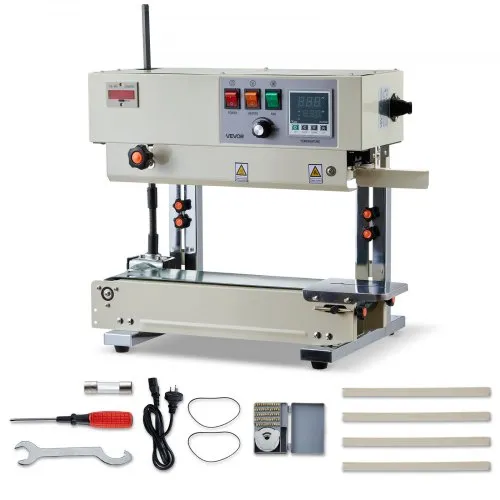 VEVOR Kontinuierliche Versiegelungsmaschine, 6-12 mm Siegelbreite, Vertikal, mit Rollendruck, Siegelmaschine Temperatur & Geschwindigkeit einstellbar, passend für 0,03-0,8 mm Plastikbeutel VEVOR Kontinuierliche Versiegelungsmaschine, 6-12 mm Siegelbreite, Vertikal, mit Rollendruck, Siegelmaschine Temperatur & Geschwindigkeit einstellbar, passend für 0,03-0,8 mm Plastikbeutel