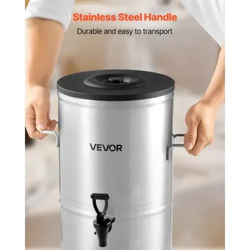 VEVOR Eisteespender Getränkespender aus 304 Edelstahl 15 L Getränkedispenser mit Zapfhahn & Griff, geeignet für heiße und kalte Getränke, für Eistee, Kaffee, Wasser in Cafés und Restaurants – Bild 4