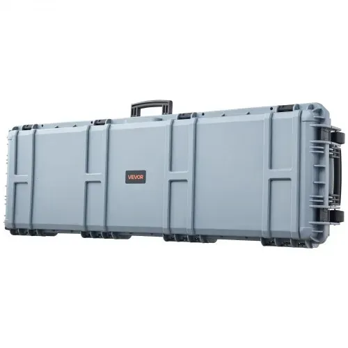 VEVOR Waffenkoffer mit Hartschale für Langwaffen, abschließbarer Gewehrkoffer mit vorgeschnittenen Schaumstoffen, Langwaffenkoffer Waffenaufbewahrung rollbar IP67 wasserfest, 139,1 x 43,5 x 18,8 cm Grau – Bild 9