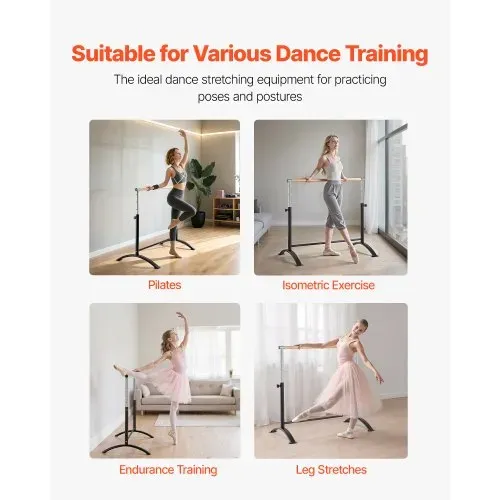 VEVOR Ballettstange Tanzstange freistehende Ballettstange, höhenverstellbare (5-stufig / 715-1115 mm) Stretchstange aus Kohlenstoffstahl für Ballett, Gleichgewichtstraining, Entspannungsübungen – Bild 4